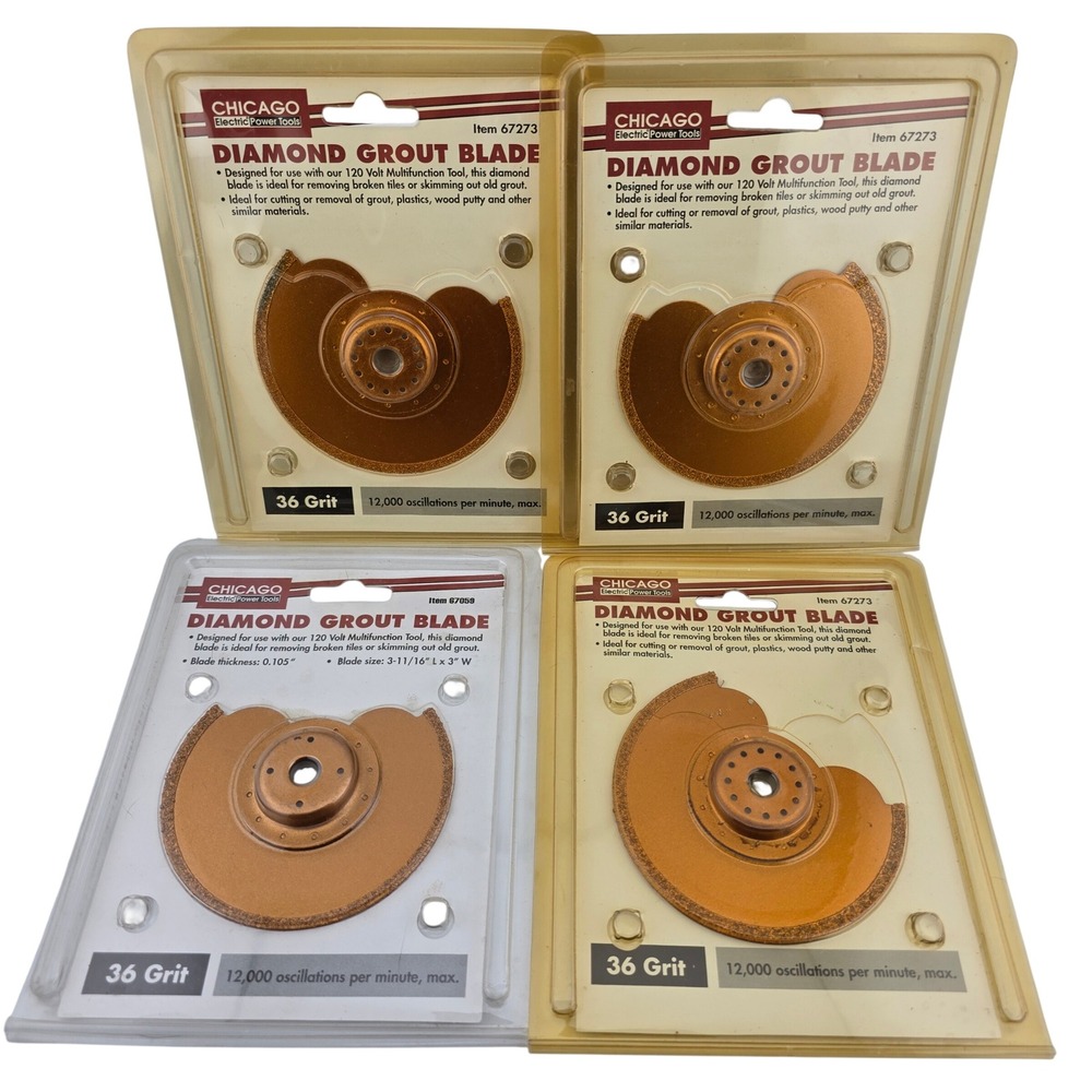 Chicago Electric Diamond Grout Blade 36 Grit 4pk NEW Tool Handyman Accessories